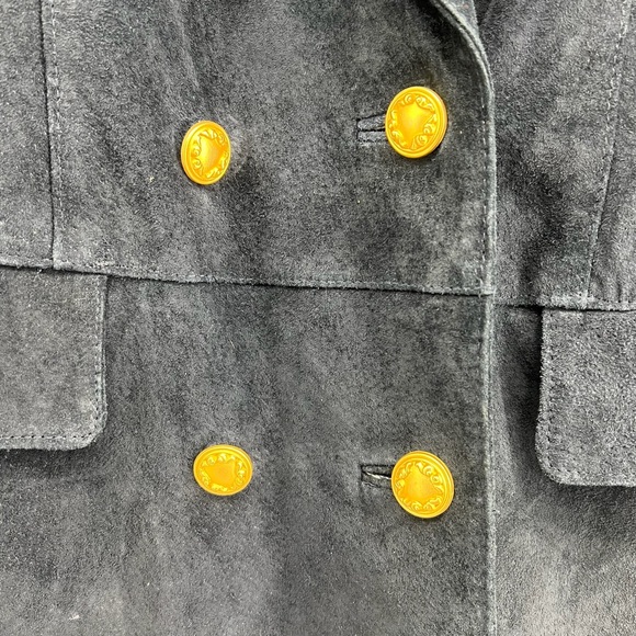 Avanti Sz Medium Vintage Double Breasted Navy Suede Military Jacket - Picture 9 of 10